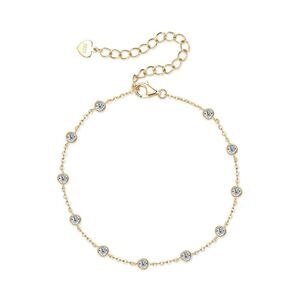 14k Diamond Station Bezel Bracelet